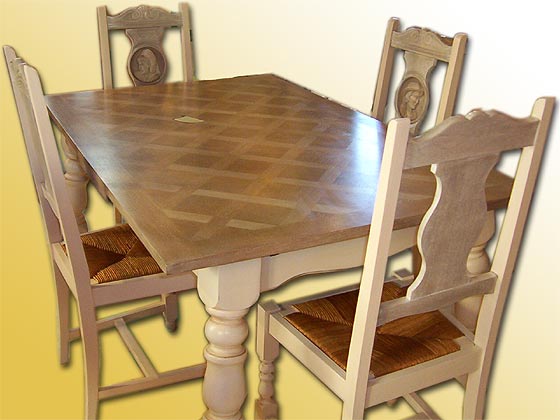 meuble peint : table et chaises cérusées